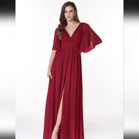 Maroon floor length gown - Picture 1 of 4